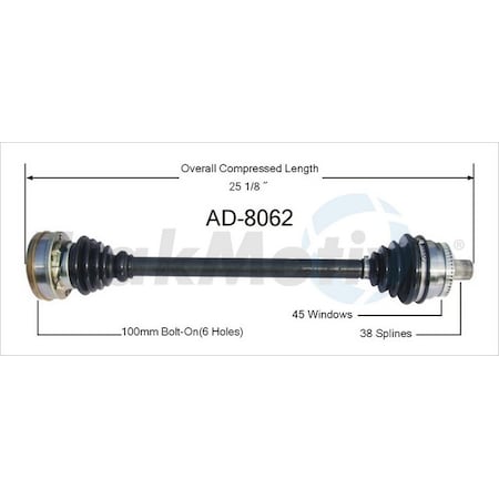 Surtrack Axle Cv Axle Shaft, Ad-8062 AD-8062